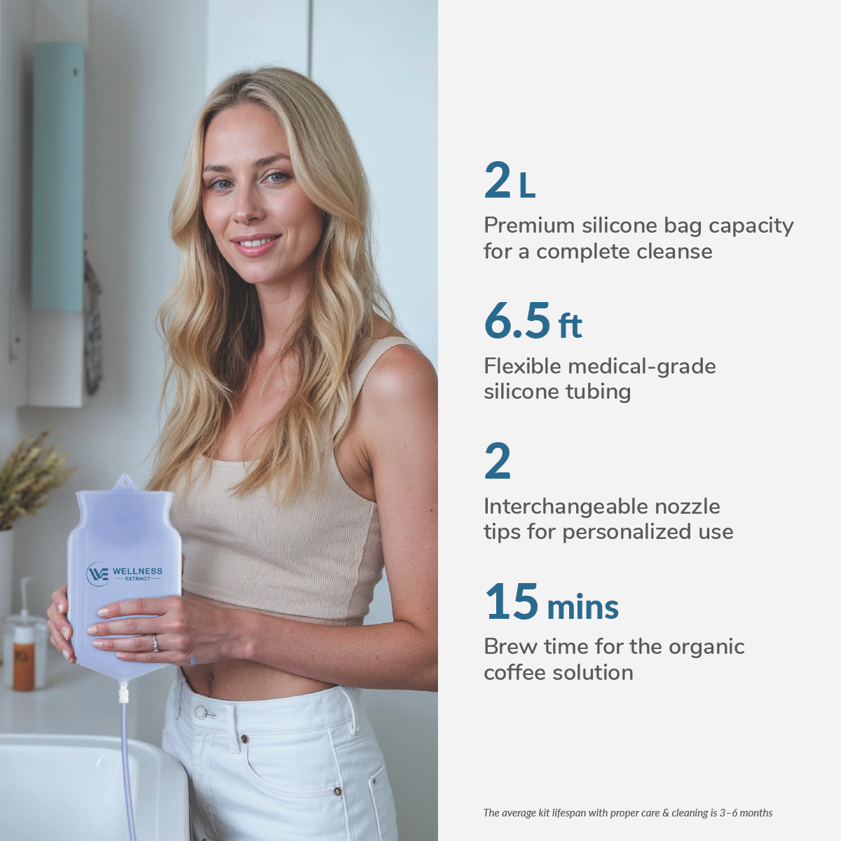 Premium coffee enema kit with silicone bag and tubing 