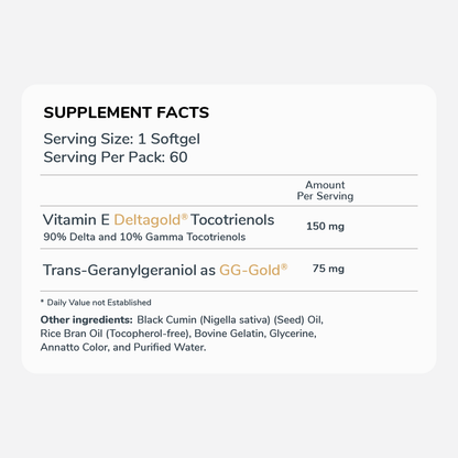 EAnnatto 150+ Vitamin E Tocotrienols Nutrition Fact